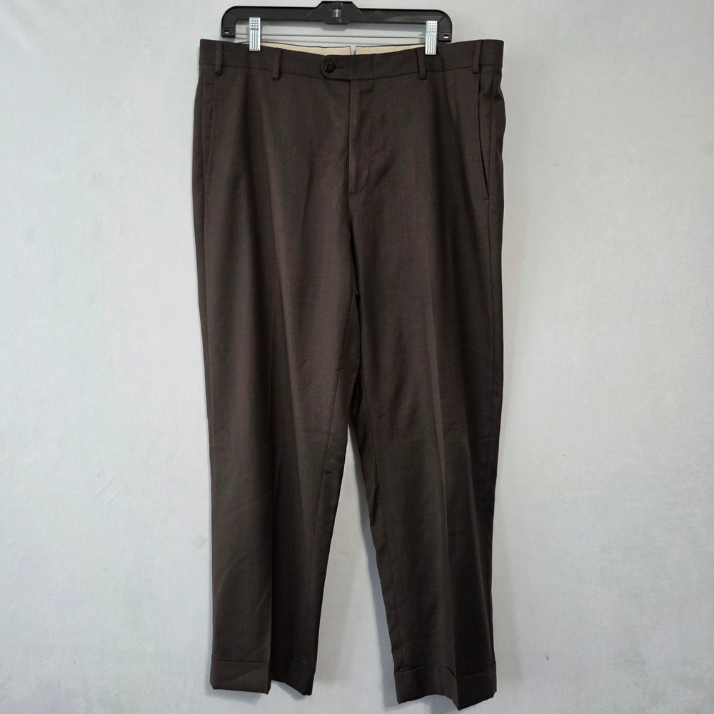 Zanella Loro Piana Wool Dress Pants Men 38 Brown Cuffed Pleated Luxury Old Money